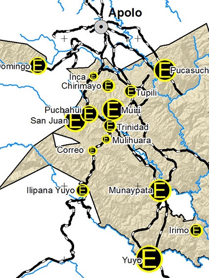 Mapa Producción de Plátano Pueblo LECO de Apolo
